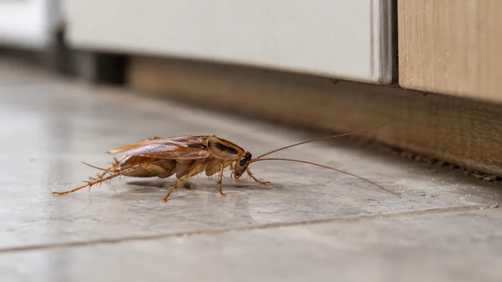 Insectenbestrijding in Utrecht: Duitse kakkerlak bij een keukenkastje